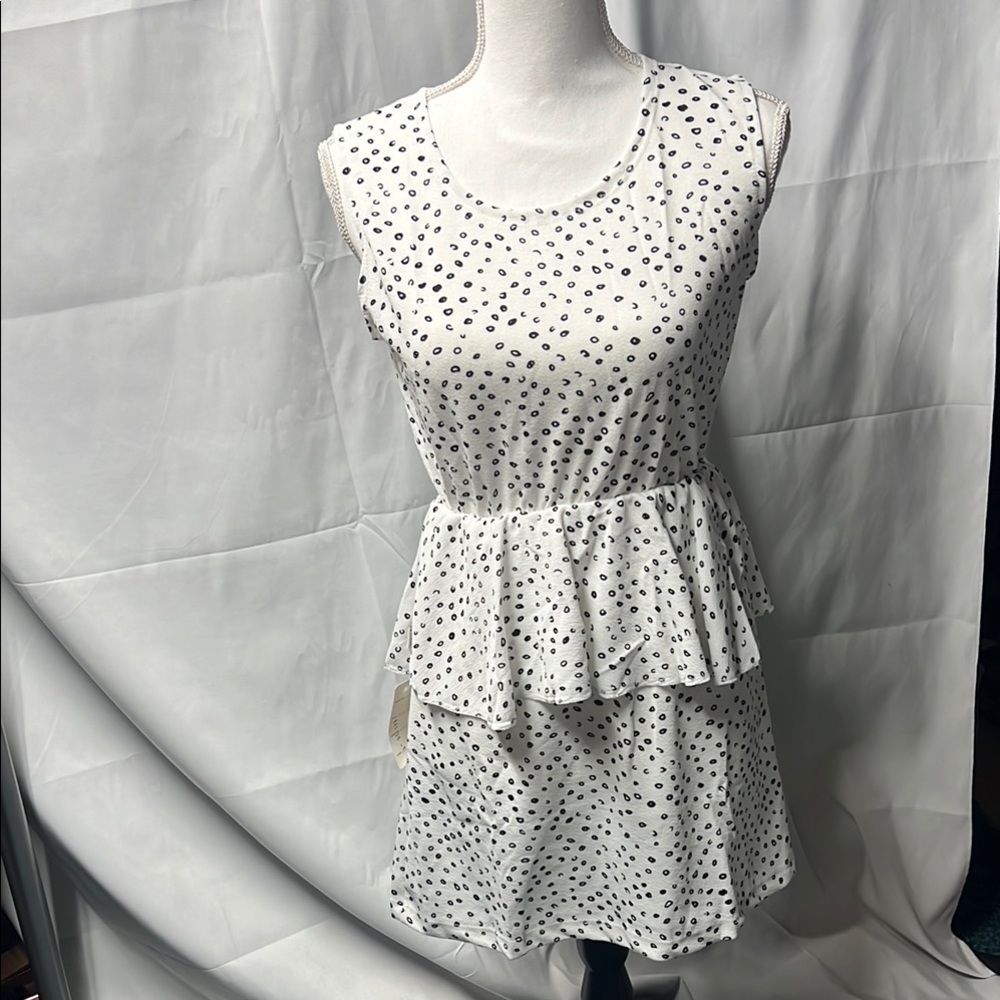 Polka Dot Sleeveless Peplum Dress